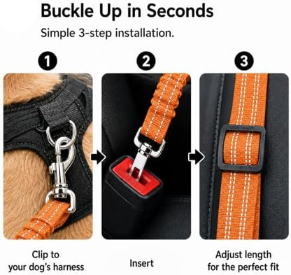 Dog Seat Belt 2Pcs, Retractable Pet Car Harness, Adjustable Dog Seat Belts - Image 3