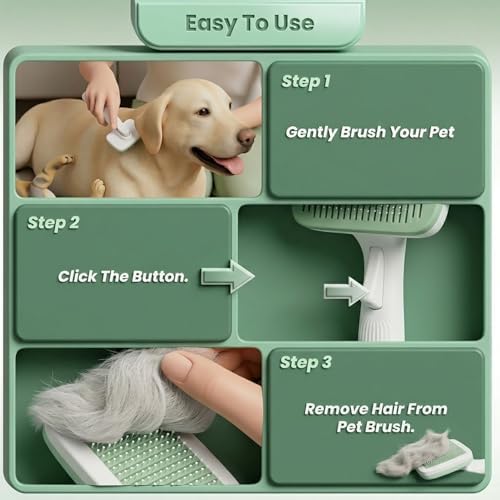 Self Cleaning Slicker Brush for Dogs & Cats, Deshedding Dog Brush - Image 7