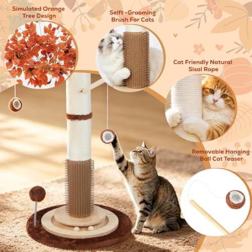 Cat Scratching Post, 46" Tall Scratcher Post for Indoor Adult Cats - Image 4