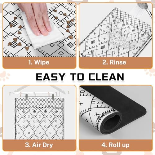 Absorbent Pet Dog Bowl Mat for Food and Water, Pet Cat Food Feeding Mat with Non Slip Rubber Backing, Dog Food Mats for Floors Waterproof, 17"x30" - Image 6