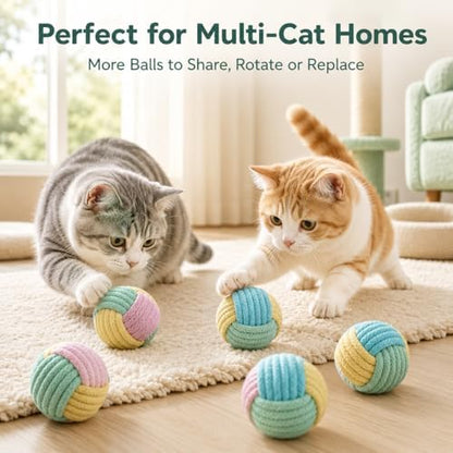 Cat Chew Balls – 6-Pack Rope Cat Toys with Crinkle Sound, Soft and Durable, for Indoor Cats, Kittens, Teeth & Gum Health - Image 7