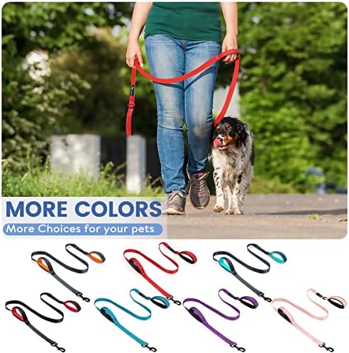 Dog Leash for Large Medium Dogs - 6 ft Reflective Stitching Pet Leash with 2 Traffic Padded Handles - Black 1 Pack - Image 7