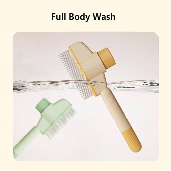 2PCS Pet Comb for Dogs & Cats, Pet Hair Removal Comb with Release Button Self-Cleaning with Long & Short Stainless Steel Metal Teeth for Shedding, Comfort and safety