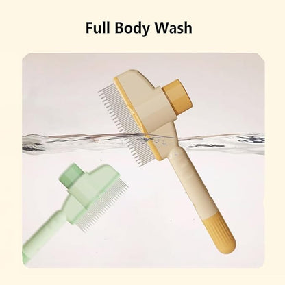 2PCS Pet Comb for Dogs & Cats, Pet Hair Removal Comb with Release Button Self-Cleaning with Long & Short Stainless Steel Metal Teeth for Shedding, Comfort and safety