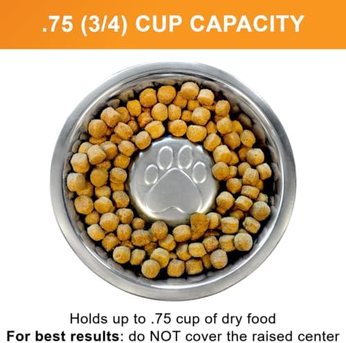 Neater Pet Brands Stainless Steel Slow Feed Dog Bowl for Fast Eating Small Breeds, Metal Slow Feeder Dog Bowl Fits in Cat & Small Neater Feeders, for Puppy or Dogs (< 15 lbs), 3/4 Cup Food Capacity - Image 2