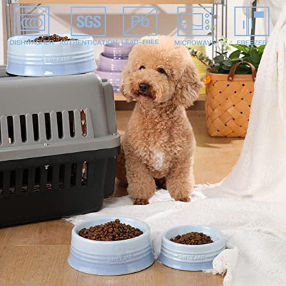 Sweejar Gradient Dog Bowl, Ceramic Dog Food Dish for Medium Dogs and Cat, Porcelain Pet Bowl for Food and Water 18 oz (Gradient Light Blue) - Image 2