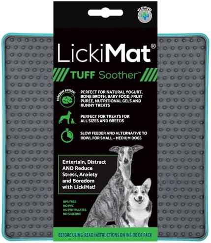 LickiMat Tuff Soother Slow Feeder Lick Mat for Dogs, Turquoise, Boredom Aid by LICKIMAT