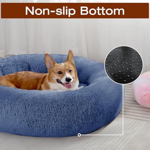 JOLLYVOGUE Dog Beds Large Sized Dog, 36 inches Calming Soft Anti-Anxiety Donut Dogs Bed, Washable Round Fluffy Cushion for Large Pets, Fits up to 80 lbs Pets - Image 4
