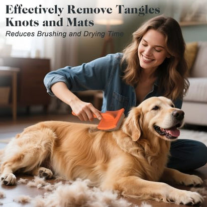 2PCS Slicker Brush for Dogs & Pet Comb,Professional Dog Grooming Brush (Goldendoodles,Poodles,Labradoodles) with Extra Long Pins to Effectively Remove Tangles, Knots and Mats (Orange, Large) - Image 2