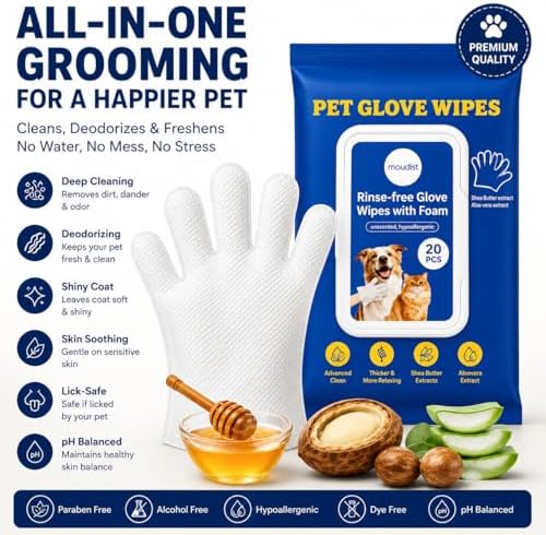 Pet Cleaning Gloves Wipes for Dogs & Cats – Disposable Grooming Gloves for Paws, Ears, Teeth & Body – Gentle & Easy No-Rinse Cleaning (20 Count) - Image 3