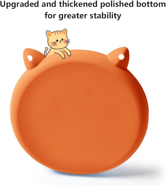 2Pcs Slow Feeder Cat Bowl,Puzzle Feeder,Interactive Toys,Slow Feeding cat Bowl Suitable for All Dry and Wet Foods,Easy to Clean Silicone Bowls (Orange and Purple)
