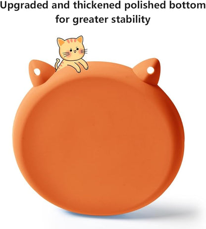 2Pcs Slow Feeder Cat Bowl,Puzzle Feeder,Interactive Toys,Slow Feeding cat Bowl Suitable for All Dry and Wet Foods,Easy to Clean Silicone Bowls (Orange and Purple)