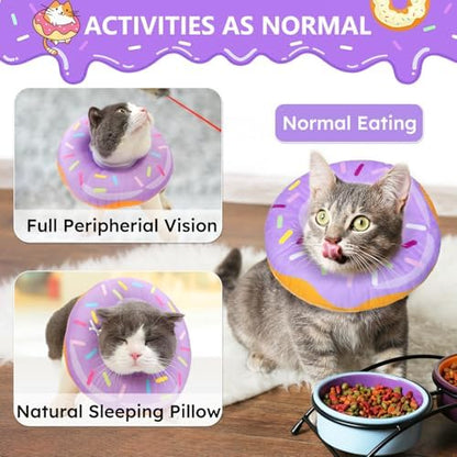 Cat Cone Collar Soft, Cat Recovery Collar for Wound Healing Cute Donut Adjustable Kitten Cones to Stop Licking Comfortable Lightweight Neck Elizabethan Collars for Kittens After Surgery - Image 3