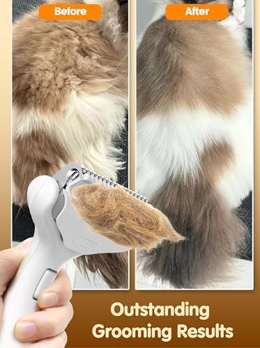 Dematting Comb and Deshedding Brush for Double-Coated Dogs and Cats,Undercoat Rake Pet Brush for long haired and Matted Fur Pets,Grooming Tool for Kitten, Puppy and Rabbit (Orange) - Image 5