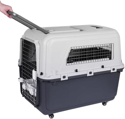 Large Dog Crate Pet Box Length 33in/Width 21.6in/Height 25.2in Dogs Kennel with Handle & Metal Door Dog Carrier for Indoor Outdoor Puppies Kittens