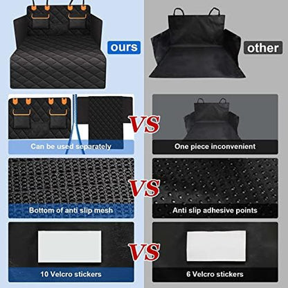 4-in-1 SUV Cargo Liner for Dogs, Non-Slip Water Resistant Pet Trunk Mat with Side Flaps Protector & Back Seat Organizer, Dog Backseat Cover for SUVs Vans（54" W x 88" L） - Image 3