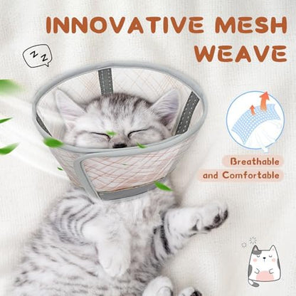 Supet Cat Cone Collar Soft, Air Mesh Recovery Collar to Stop Licking, Breathable Neck Cone Alternative, Lightweight Cat Head Cone Anti Scratch (Orange,M) - Image 4
