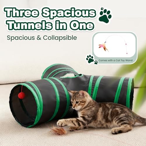 Love's cabin Cat Tunnel for Indoor Cats, 3-Way Collapsible Play Tunnel - Image 4