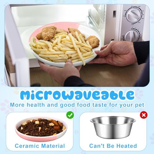Hillban 5 Pcs Ceramic Cat Food Plate Set, 6'' Shallow Dish, Multicolor, Cat - Image 5
