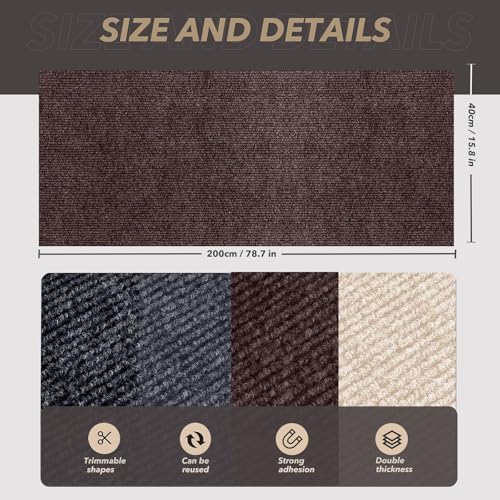 78.7"X15.8" Cat Scratching Mat, Self-Adhesive Cat Scratch Carpet, DIY Cats Scratch Furniture Protector for Couch, Sofa, Wall & Door, Durable Furniture Guards Couch Scratcher from Cats Claws (Brown) - Image 4