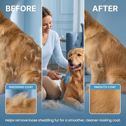 POODLIE Poodle Pet Dog Grooming Rake | Dematting Tool with Stainless Steel Shedding Comb for Pets | 2 Rows of Pins Gently Remove Loose or Tangled Hair from Undercoat (Blue) - Image 2