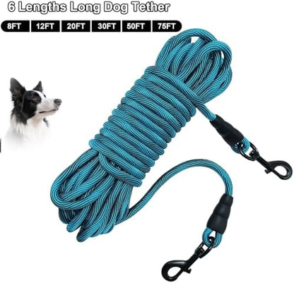 BTINESFUL 8/12/20/30/50/75ft Dog Tie Out Long Tether Rope Dog Lead for Yard - Image 7