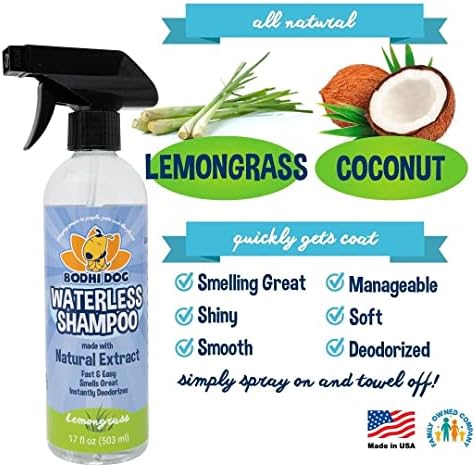Bodhi Dog Waterless Shampoo for Dogs & Cats - Natural Dry Shampoo, Neutralizes Odor, No Rinse Needed, Safe for All Breeds - Made in USA - Lemongrass Scent (17 Fl Oz) - Image 3