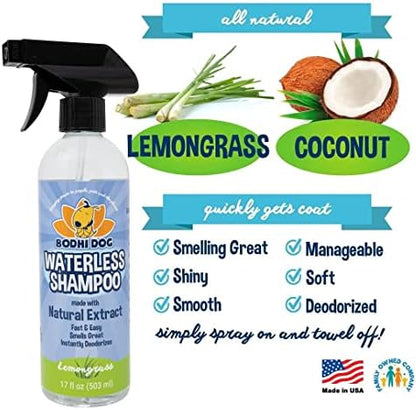 Bodhi Dog Waterless Shampoo for Dogs & Cats - Natural Dry Shampoo, Neutralizes Odor, No Rinse Needed, Safe for All Breeds - Made in USA - Lemongrass Scent (17 Fl Oz) - Image 3