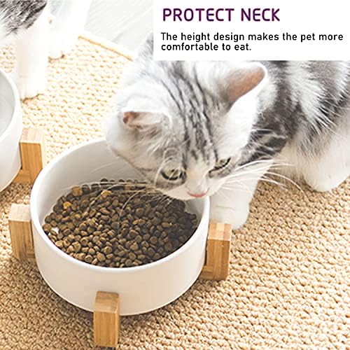 Petygooing Ceramic Dog Cat Bowl Set with Stand, Pet Dog Food and Water Dish,Medium Pet Bowls Anti Slip Set of 2 Cat Bowls-White Pet Food Bowl- Small Medium Size Pet (28 OZ /3.6 Cups) - Image 5
