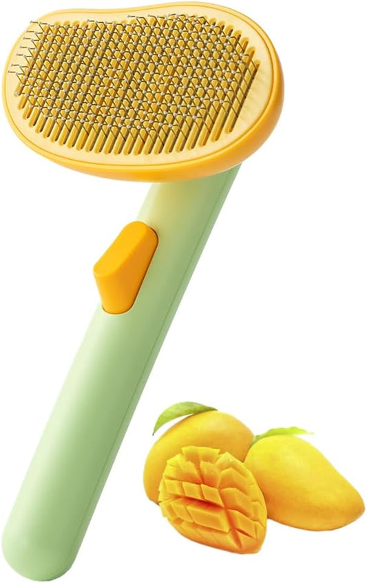 Cat Brush for Shedding, Mango Cat Brushes with Gentle Bristles and Release Button, Gentle Self Cleaning Pet Brush for Indoor Cats and Dogs Daily Grooming Tool During Shedding Season