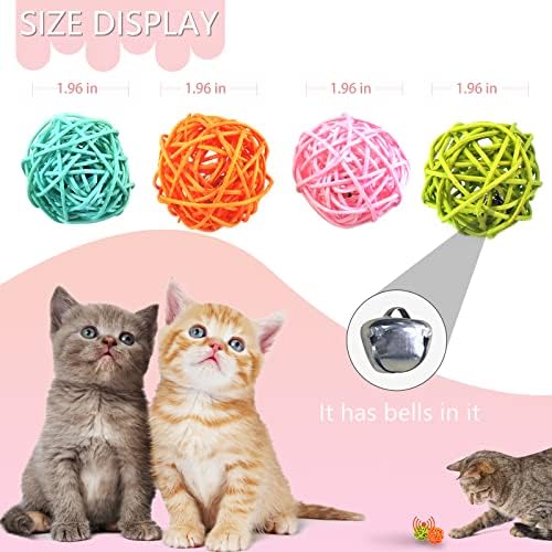 Andiker Cat Balls, 5pcs Colorful and Build-in Bell Cat Sound Ball Toy Bird Toys Natural Play Balls Parrot Gnawing Toy Chew and Chase Cat Toys for Indoor Cats to Keep Fit and Active (Bell Ball) - Image 5