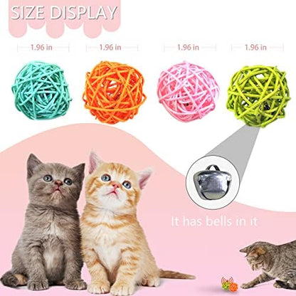 Andiker Cat Balls, 5pcs Colorful and Build-in Bell Cat Sound Ball Toy Bird Toys Natural Play Balls Parrot Gnawing Toy Chew and Chase Cat Toys for Indoor Cats to Keep Fit and Active (Bell Ball) - Image 5