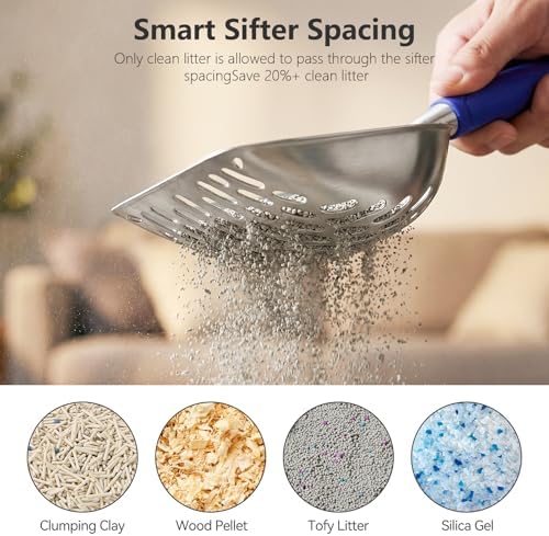 Cat Litter Scoop, Kitty Metal Scooper with Long Handle - Image 6