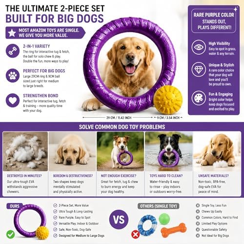 Large Purple Dog Tug Toy, Floating Water Ring - Image 3
