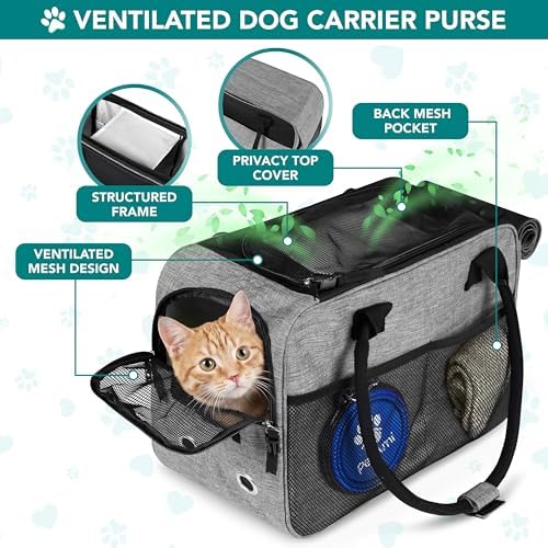 PetAmi Small Dog Purse Carrier with Pockets, Airline Approved, Grey - Image 4