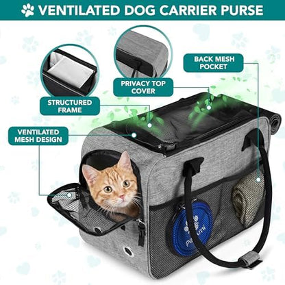 PetAmi Small Dog Purse Carrier with Pockets, Airline Approved, Grey - Image 4