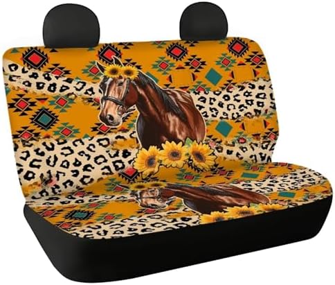 AFPANQZ Horse Stripes Car Rear Seat Covers Set Universal Fabric Cloth Car Seat Cover Boho Automatic Backseat Protector Fit SUV Truck Van Dog Back Seats Protection Dust-Proof Washable Cover by AFPANQZ