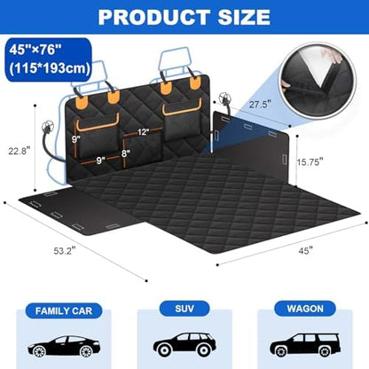 4-in-1 SUV Cargo Liner for Dogs, Non-Slip Water Resistant Pet Trunk Mat with Side Flaps Protector & Back Seat Organizer, Dog Backseat Cover for SUVs Vans - Image 2
