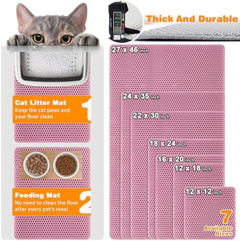 Cat Litter Mat 16"x20",Double Layer EVA litterbox Mat, Pink - Image 2