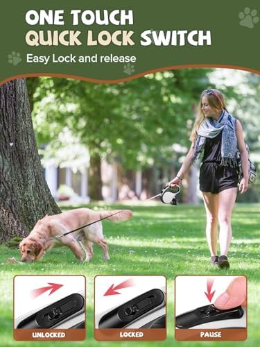 Retractable Dog Leash with Led Light, Douexio 16ft Rechargeable Walking Dog Leash for Small Medium Dogs Up to 66 lbs,360° Tangle-Free, One-Button Control, High Strength Hook - Image 4