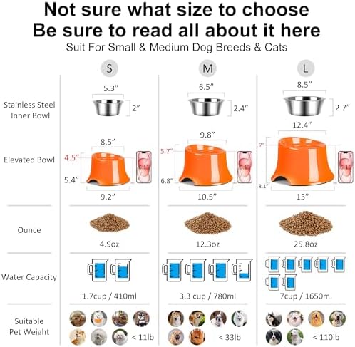 Tilted Elevated Dog Bowls Non-Slip & Non-Spill Pet Feeder with Elevated Detachable Melamine Stand, High Capacity Tilted Dog Bowl for Medium Small Size Dogs M/2 Cup Orange - Image 3
