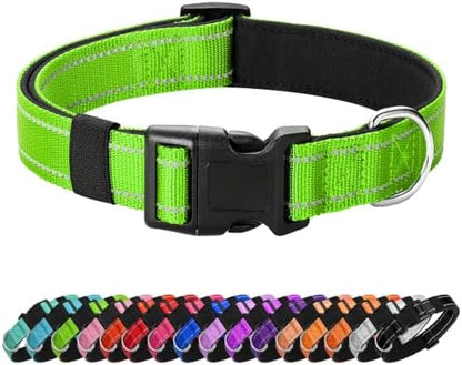 Reflective Dog Collar, Adjustable Nylon for Puppy, Green XS by Penseepet