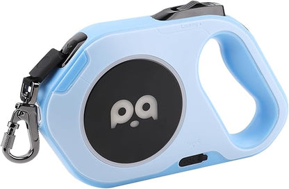 Retractable Dog Leash with Light, Pet Lead, 12-Color Ambient Lighting, Retractable Pet Lead with 360° Anti-Tangle Feature, 5-Meter Length Weighing Up to 40 kg (Blue, 2.0)