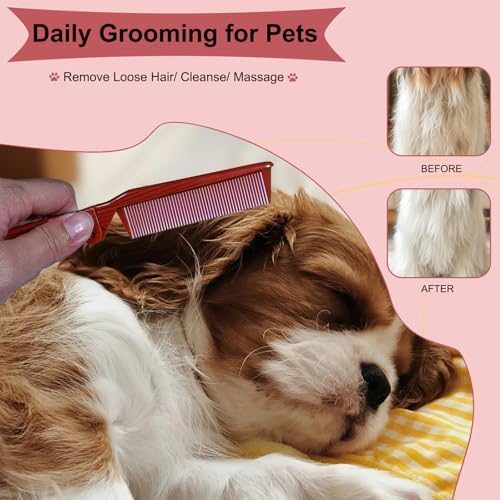 Folding Small Dog Grooming Brush (Red) - Image 5
