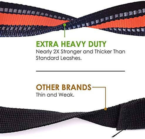 JSXD Heavy Duty Double Handle Dog Leash - 5 FT with Padded, Reflective Rope for Small to Large Dogs (Wide-Orange) - Image 4