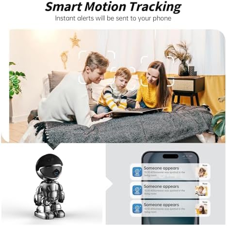 GBIUT Indoor Camera 2K HD 5G/2.4Ghz WiFi Pet Robot Camera Motion Detection and Alarm,Two-Way Talk,Color Night Vision, Nanny Cam Compatible with Alexa（Black） - Image 4