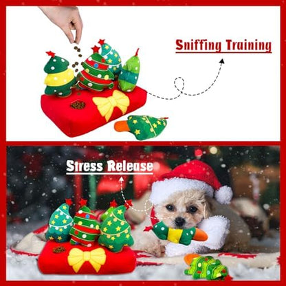 Christmas Hide and Seek Dog Toys, Squeaky Interactive Puzzle Dog Toys for Boredom and Stimulation, Dog Enrichment Toys for Small and Medium Dogs (Christmas Trees, Pack of 6) - Image 2