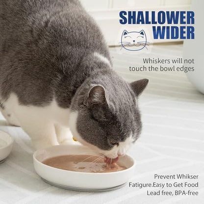 Lusifaco Shallow Wide Cat Food Bowls Anti Whisker Fatigue (Blue, 3 Pack) - Image 2