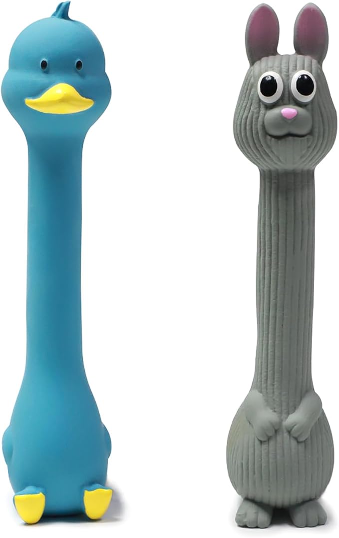SCHITEC Squeaky Dog Toys, [2 Pack] Squawking Latex Toy with Interactive Squeaker, Squeak Rubber Duck Chicken for Medium Small Dogs