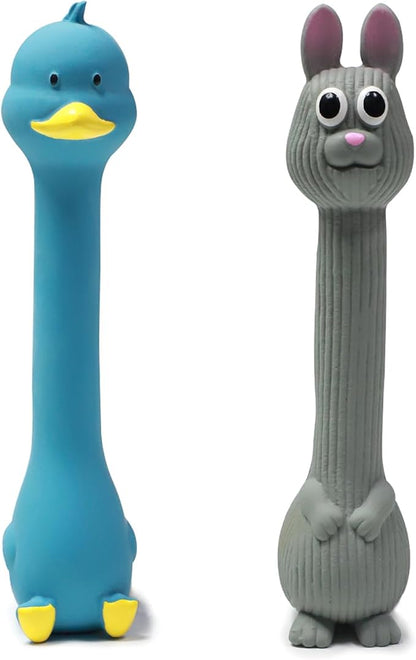 SCHITEC Squeaky Dog Toys, [2 Pack] Squawking Latex Toy with Interactive Squeaker, Squeak Rubber Duck Chicken for Medium Small Dogs